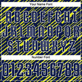Custom Navy Neon Yellow-White Line Sports Sublimation Soccer Uniform Jersey