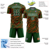 Custom Green Orange-White Line Sports Sublimation Soccer Uniform Jersey