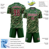 Custom Green Crimson Cream-White Line Sports Sublimation Soccer Uniform Jersey