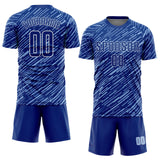 Custom Royal Light Blue-White Line Sports Sublimation Soccer Uniform Jersey