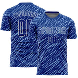 Custom Royal Light Blue-White Line Sports Sublimation Soccer Uniform Jersey