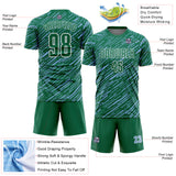 Custom Kelly Green Light Blue-White Line Sports Sublimation Soccer Uniform Jersey