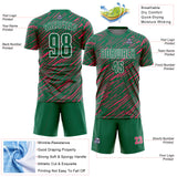 Custom Kelly Green Neon Pink-White Line Sports Sublimation Soccer Uniform Jersey