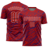Custom Red Royal-White Line Sports Sublimation Soccer Uniform Jersey