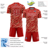 Custom Red Cream-White Line Sports Sublimation Soccer Uniform Jersey