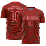 Custom Red Kelly Green-White Line Sports Sublimation Soccer Uniform Jersey