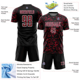 Custom Black Crimson-White Liquid Fluid Pattern Sports Sublimation Soccer Uniform Jersey