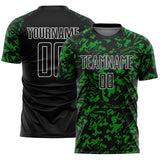 Custom Black Grass Green-White Liquid Fluid Pattern Sports Sublimation Soccer Uniform Jersey