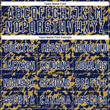 Custom Navy Old Gold-White Liquid Fluid Pattern Sports Sublimation Soccer Uniform Jersey