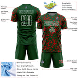 Custom Green Red-White Liquid Fluid Pattern Sports Sublimation Soccer Uniform Jersey