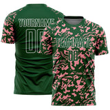 Custom Green Medium Pink-White Liquid Fluid Pattern Sports Sublimation Soccer Uniform Jersey