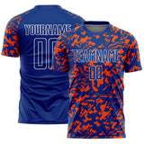 Custom Royal Orange-White Liquid Fluid Pattern Sports Sublimation Soccer Uniform Jersey