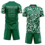 Custom Kelly Green White Liquid Fluid Pattern Sports Sublimation Soccer Uniform Jersey