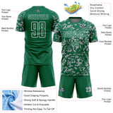 Custom Kelly Green Gray-White Liquid Fluid Pattern Sports Sublimation Soccer Uniform Jersey