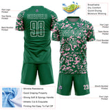 Custom Kelly Green Light Pink-White Liquid Fluid Pattern Sports Sublimation Soccer Uniform Jersey