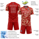 Custom Red Cream-White Liquid Fluid Pattern Sports Sublimation Soccer Uniform Jersey