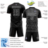 Custom Black White Abstract Scribble Curve Line Pattern Sports Sublimation Soccer Uniform Jersey