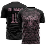 Custom Black Light Pink Abstract Scribble Curve Line Pattern Sports Sublimation Soccer Uniform Jersey