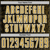 Custom Black Old Gold-White Abstract Scribble Curve Line Pattern Sports Sublimation Soccer Uniform Jersey