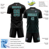 Custom Black Teal-White Abstract Scribble Curve Line Pattern Sports Sublimation Soccer Uniform Jersey