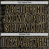 Custom Black Vegas Gold Abstract Scribble Curve Line Pattern Sports Sublimation Soccer Uniform Jersey