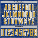 Custom Royal Old Gold-White Abstract Scribble Curve Line Pattern Sports Sublimation Soccer Uniform Jersey