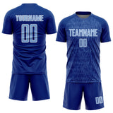 Custom Royal Light Blue-White Abstract Scribble Curve Line Pattern Sports Sublimation Soccer Uniform Jersey