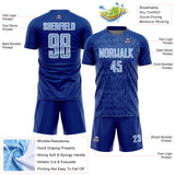 Custom Royal Light Blue-White Abstract Scribble Curve Line Pattern Sports Sublimation Soccer Uniform Jersey