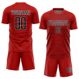 Custom Red Black-White Abstract Scribble Curve Line Pattern Sports Sublimation Soccer Uniform Jersey