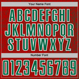 Custom Red Kelly Green-White Abstract Scribble Curve Line Pattern Sports Sublimation Soccer Uniform Jersey