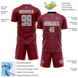 Custom Crimson Gray-White Abstract Scribble Curve Line Pattern Sports Sublimation Soccer Uniform Jersey