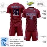 Custom Crimson Navy-White Abstract Scribble Curve Line Pattern Sports Sublimation Soccer Uniform Jersey