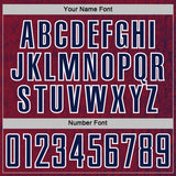Custom Crimson Navy-White Abstract Scribble Curve Line Pattern Sports Sublimation Soccer Uniform Jersey