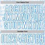 Custom White Powder Blue Abstract Scribble Curve Line Pattern Sports Sublimation Soccer Uniform Jersey