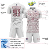 Custom White Burgundy Abstract Scribble Curve Line Pattern Sports Sublimation Soccer Uniform Jersey