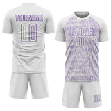 Custom White Purple Abstract Scribble Curve Line Pattern Sports Sublimation Soccer Uniform Jersey