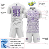 Custom White Purple Abstract Scribble Curve Line Pattern Sports Sublimation Soccer Uniform Jersey