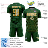Custom Green Old Gold-White Abstract Scribble Curve Line Pattern Sports Sublimation Soccer Uniform Jersey