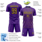 Custom Purple Old Gold-Black Abstract Scribble Curve Line Pattern Sports Sublimation Soccer Uniform Jersey