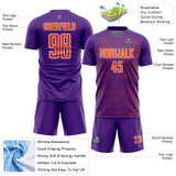 Custom Purple Orange-White Abstract Scribble Curve Line Pattern Sports Sublimation Soccer Uniform Jersey