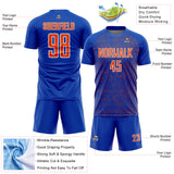 Custom Thunder Blue Orange-White Abstract Scribble Curve Line Pattern Sports Sublimation Soccer Uniform Jersey