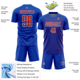 Custom Thunder Blue Red-White Abstract Scribble Curve Line Pattern Sports Sublimation Soccer Uniform Jersey