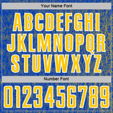 Custom Thunder Blue Yellow-White Abstract Scribble Curve Line Pattern Sports Sublimation Soccer Uniform Jersey