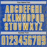 Custom Thunder Blue Old Gold-White Abstract Scribble Curve Line Pattern Sports Sublimation Soccer Uniform Jersey