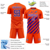 Custom Orange Purple-White Distressed Diagonal Stripe Pattern Sports Sublimation Soccer Uniform Jersey