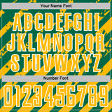 Custom Kelly Green Gold-White Distressed Diagonal Stripe Pattern Sports Sublimation Soccer Uniform Jersey
