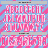 Custom Light Blue Pink-White Distressed Diagonal Stripe Pattern Sports Sublimation Soccer Uniform Jersey
