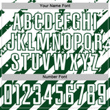 Custom White Green Distressed Diagonal Stripe Pattern Sports Sublimation Soccer Uniform Jersey