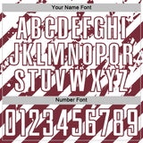 Custom White Burgundy Distressed Diagonal Stripe Pattern Sports Sublimation Soccer Uniform Jersey