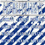 Custom White Royal Distressed Diagonal Stripe Pattern Sports Sublimation Soccer Uniform Jersey